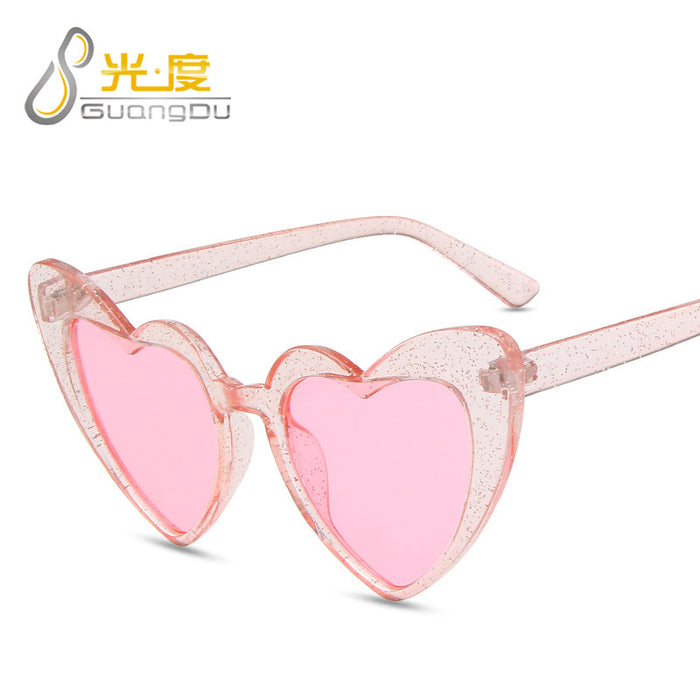 Jewelry WholesaleWholesale Glitter Love Fluorescent Peach Heart Sunglasses JDC-SG-GuangD006 Sunglasses 光度 %variant_option1% %variant_option2% %variant_option3%  Factory Price JoyasDeChina Joyas De China