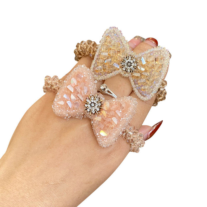 Wholesale four leaf clover crystal head rope large intestine hair ring  JDC-HS-DH004