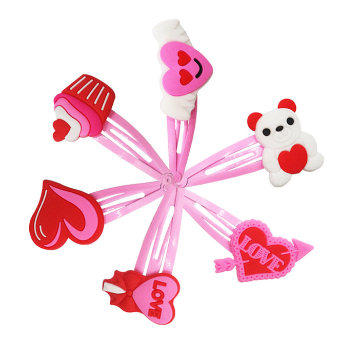 Wholesale Hair Clips Metal PVC Cute Cartoon Heart Valentine's Day 20pcs (M) JDC-HC-KShou004