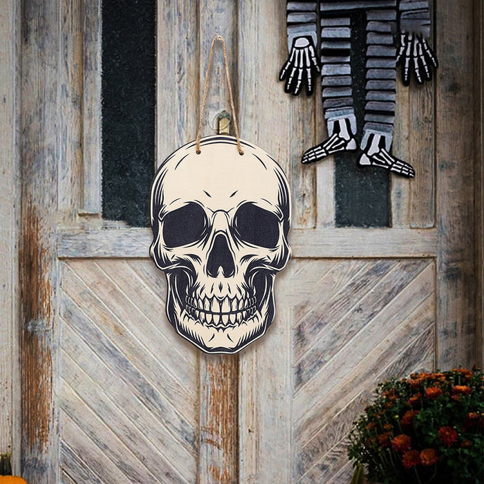 Wholesale Skull Wood Chips Halloween House Number Wall Decoration JDC-DCN-RXin002