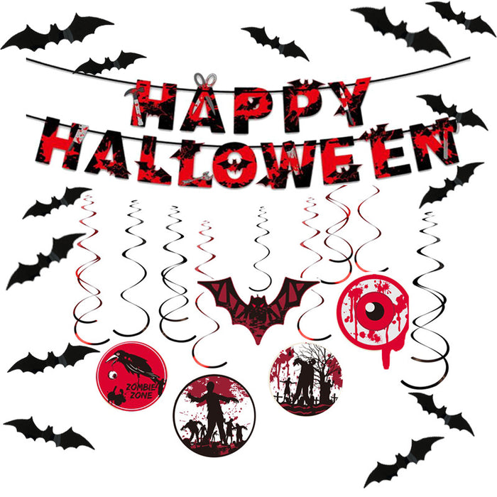 Wholesale Halloween New Bat Party Paper Pull Flag MOQ≥2 JDC-OS-HPai004