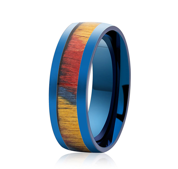 Wholesale Rings Stainless Steel Colorful Wood Veneer JDC-RS-XinF006