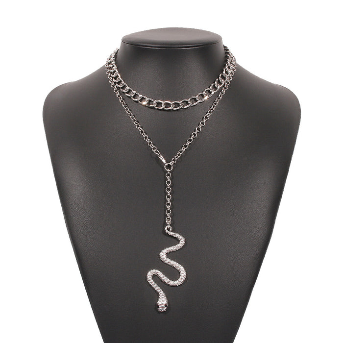 Wholesale Necklace Alloy Creative Exaggerated Snake Pendant Hip-Hop MOQ≥2 JDC-NE-QianDi017