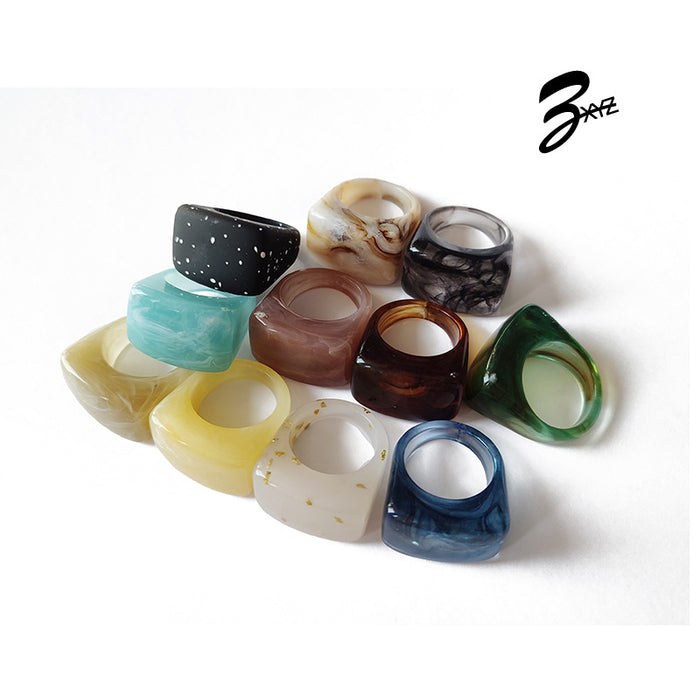 Wholesale Rings Acrylic Rubber Block Multicolor Mixed Color MOQ≥2 JDC-RS-ZXF001