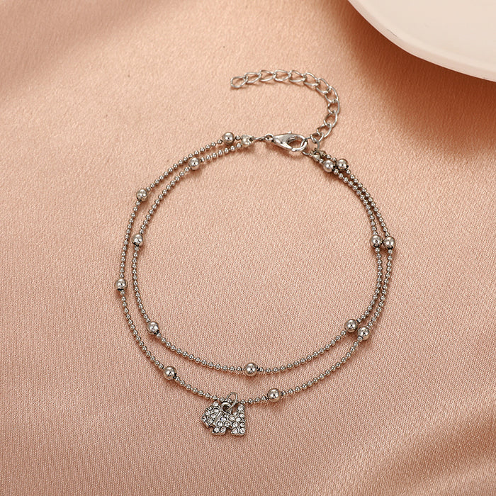 Jewelry WholesaleWholesale Silver Plated Zodiac Dog Anklet Double Layer Star Rhinestones JDC-AS-D020 Anklet 晴雯 %variant_option1% %variant_option2% %variant_option3%  Factory Price JoyasDeChina Joyas De China