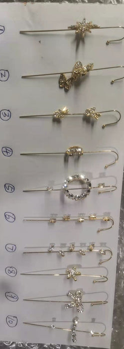 Wholesale alloy diamond earrings lightning leaf slash MOQ≥2 JDC-ES-Nic003
