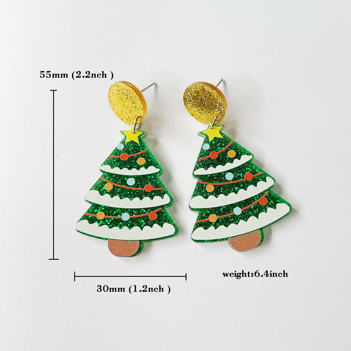 Wholesale Earrings Acrylic Glitter Christmas Tree Alpaca Dinosaur JDC-ES-Xuep066