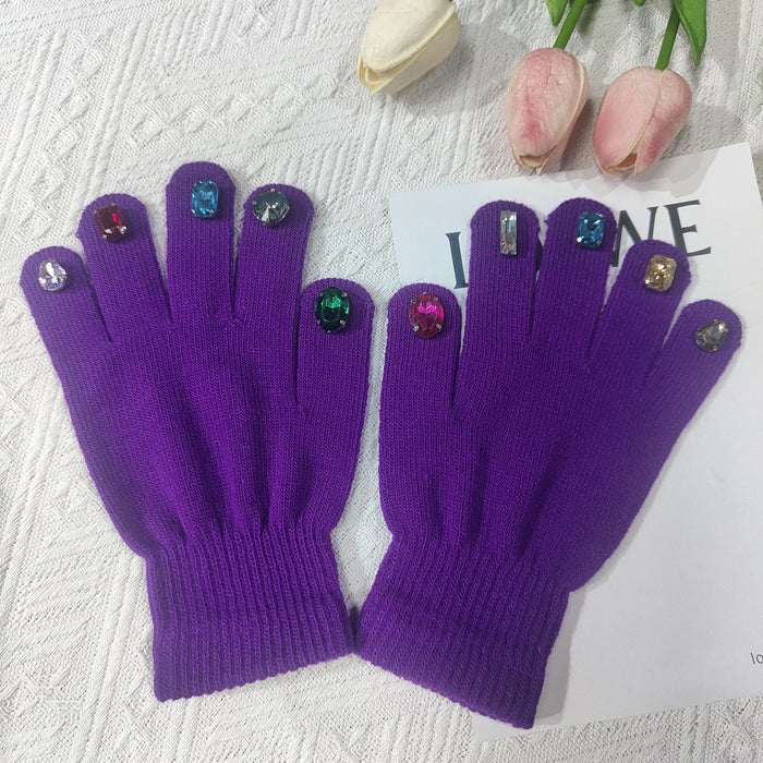 Wholesale Gloves Acrylic Color Diamond Knit Warm MOQ≥2 JDC-GS-HaoS002