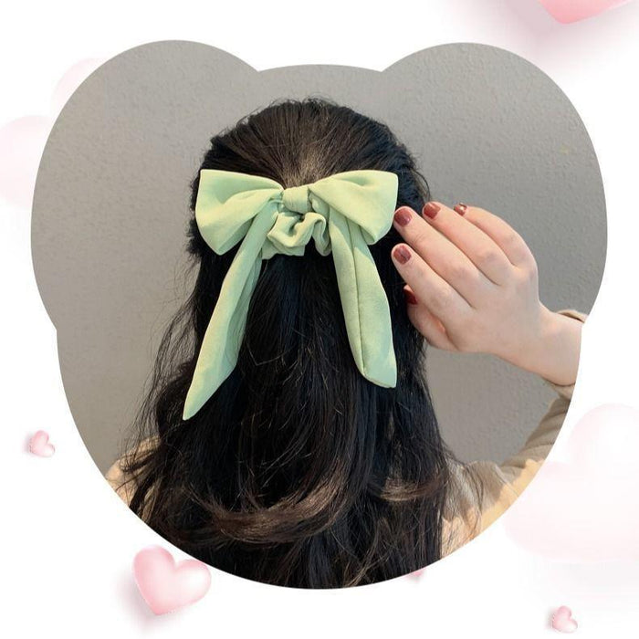 Wholesale Bow Knot Oil Painting Hair Rope Girl Hair Ribbon Streamer Head Rope JDC-HS-tengZ010