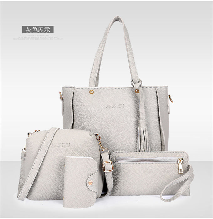 Wholesale four-piece women's bag lychee pattern handbag JDC-HB-Henxinyu001