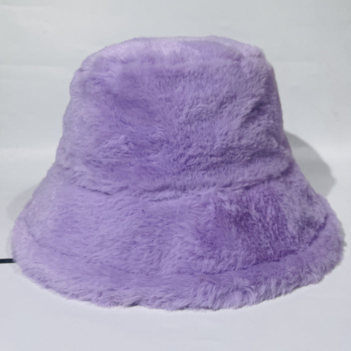 Wholesale Hat Rabbit Fur Solid Color Plush Thick Bucket Hat JDC-FH-XingT002