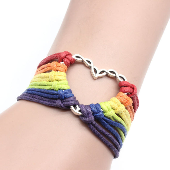 Brazalete de mujer LGBT al por mayor pacto hecho a mano LGBT camarada arcoirbow color jdc-bt-hanj036
