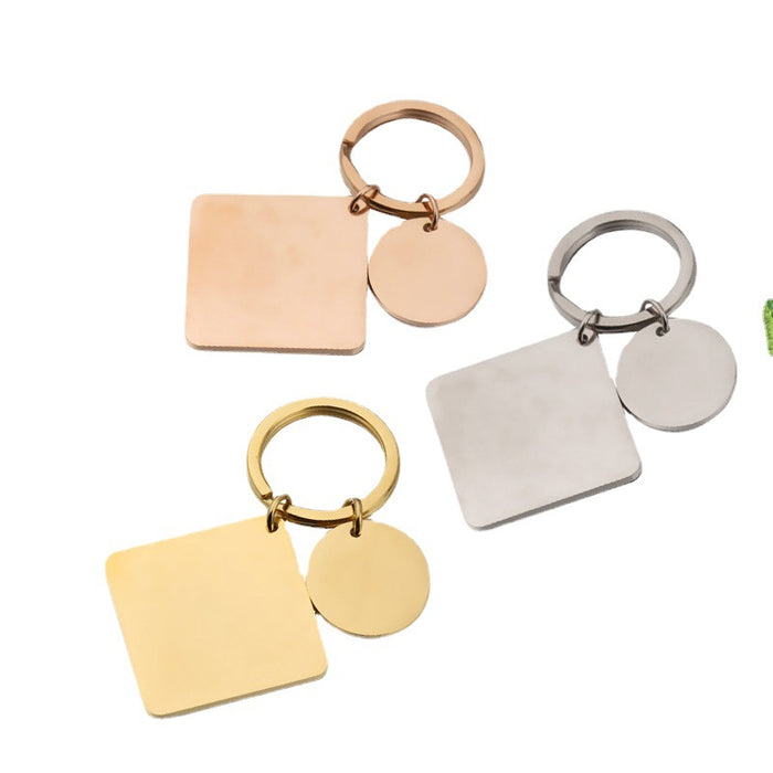 Wholesale Engraved Keychains Bulk Stainless Steel Square Disc Glossy MOQ≥5 JDC-KC-ShangX003