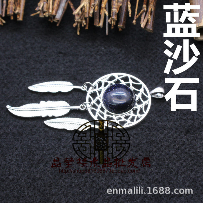 Wholesale Necklace Green Onyx Dream Catcher Pendant JDC-NE-Jinshe006