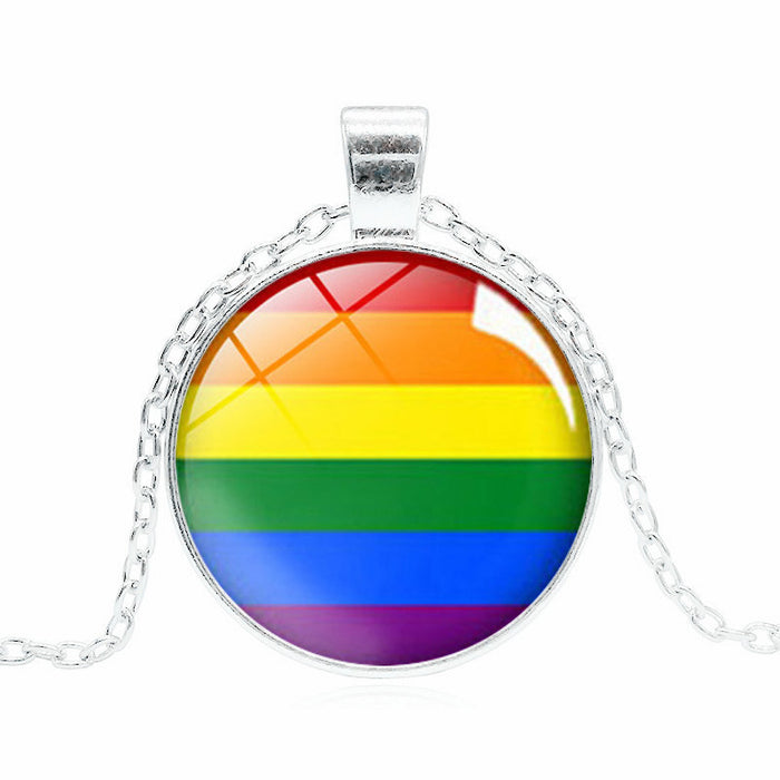 Wholesale LGBT Rainbow Banner Comrade Same Sexual Sumi Lara Six Necklace JDC-NE-GuangG001