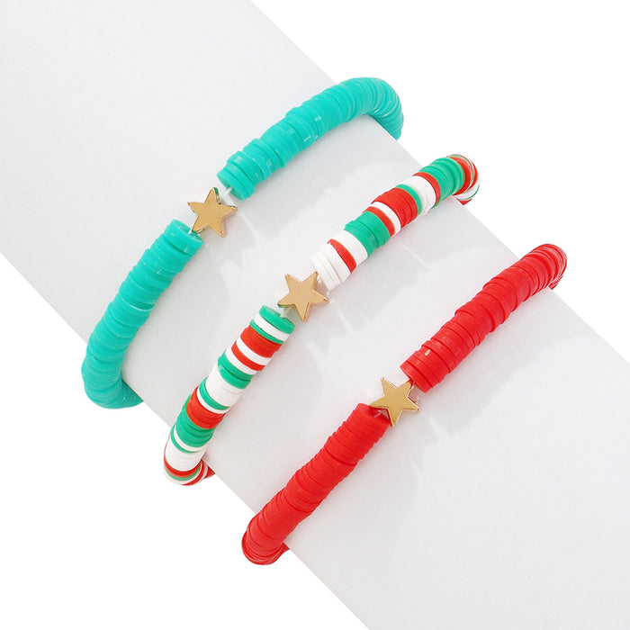 Wholesale Bracelet Soft Pottery Alloy Pentagram Ethnic Wind Elastic Bracelet Christmas JDC-BT-QianDi003