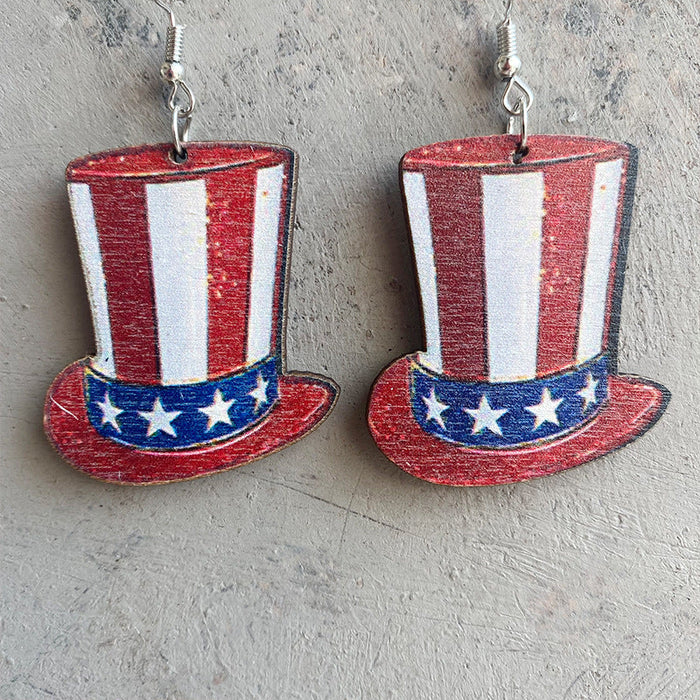 Boucles d'oreilles en gros boucles d'oreilles de chapeau de star de boucles d'oreilles drapeau américain moq≥3 jdc-es-heyi010