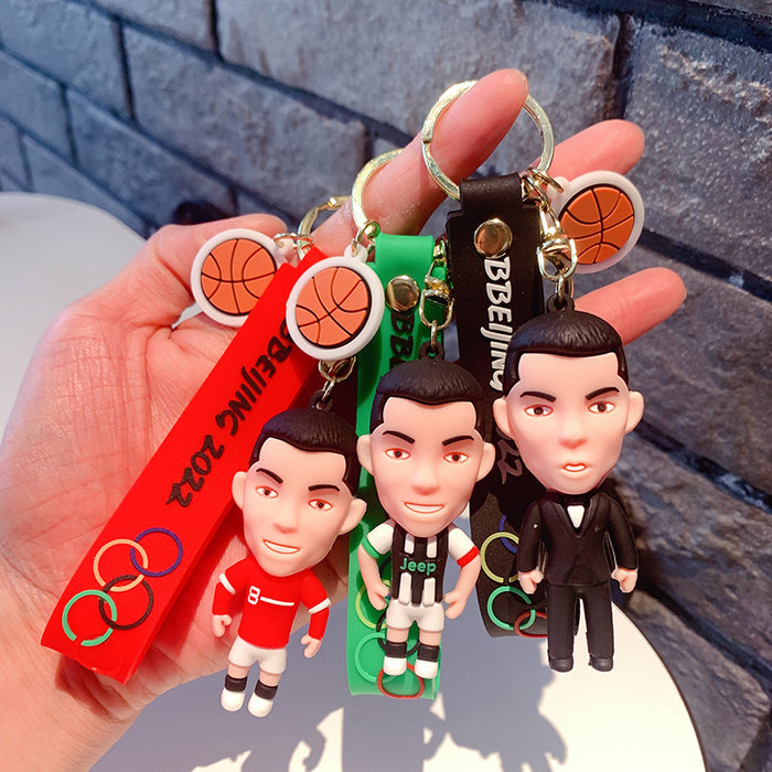 Wholesale Keychains For Backpacks World Cup Footballer Cartoon PVC Keychain JDC-KC-OShi023
