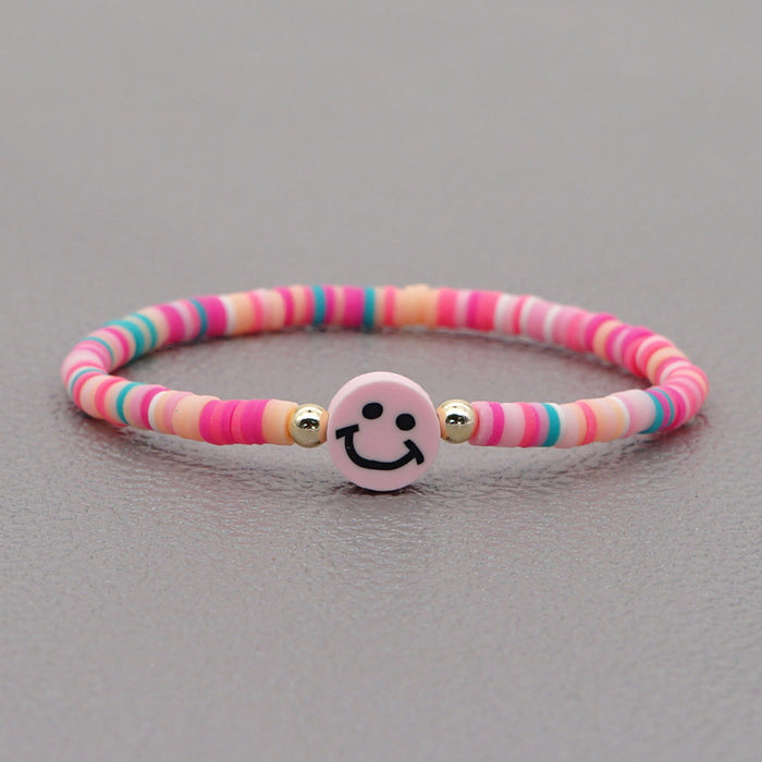 Wholesale 4mm Rainbow Beaded Multicolor Smiley Boho Ethnic Style Clay bead bracelet  JDC-BT-YuX004