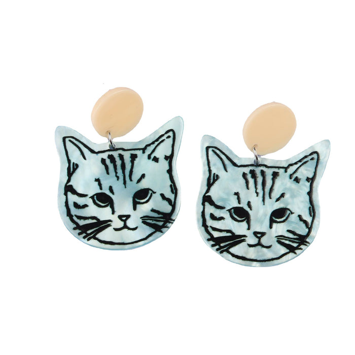 Série de chats en gros de la série de chats en acrylique boucles d'oreilles imprimées moq ≥ 2 jdc-es-duai016