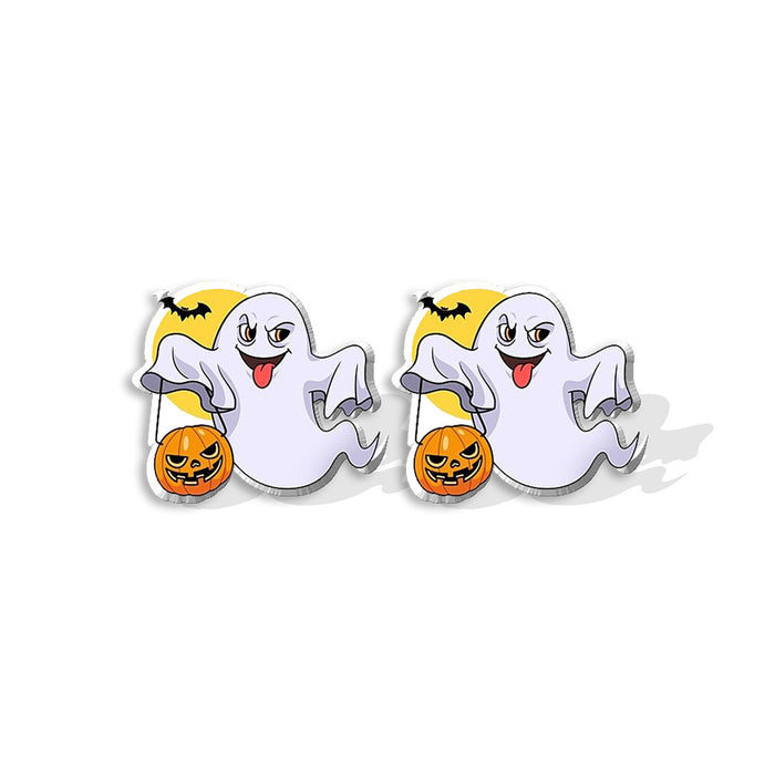 Pendientes al por mayor Cabeza de calabaza acrílica Halloween White Ghost Moq≥2 JDC-ES-Xiangl032