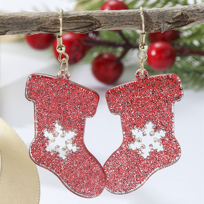 Wholesale Earrings Acrylic Christmas Colorful Boots Snowflake Shape JDC-ES-ABL006