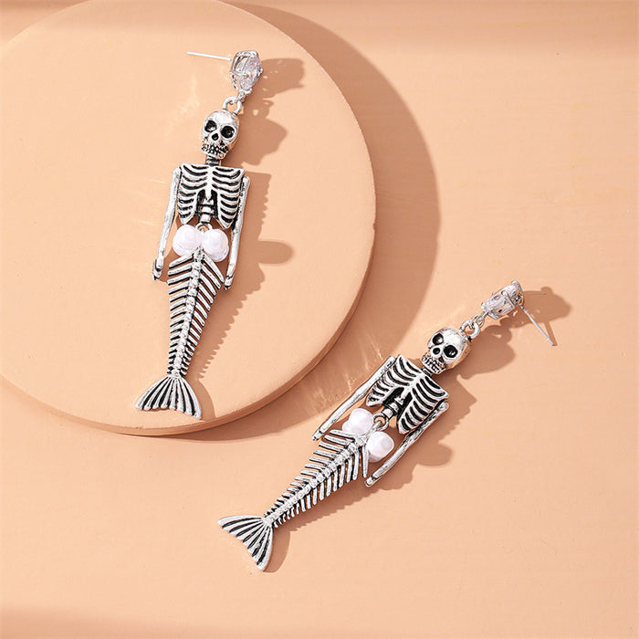 Wholesale Earrings Alloy Halloween Skull Pearls JDC-ES-GuTe023