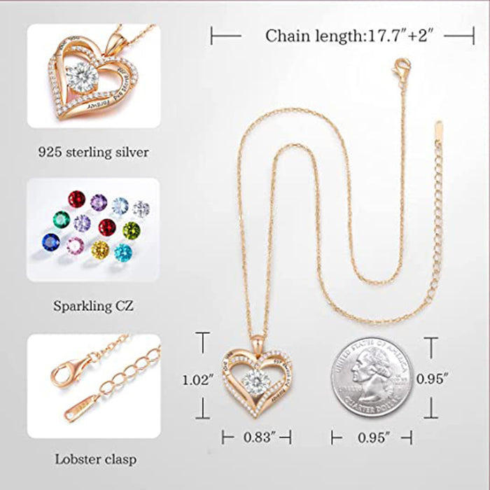 Wholesale Necklaces Alloy Zircon Double Heart JDC-NE-LongR013