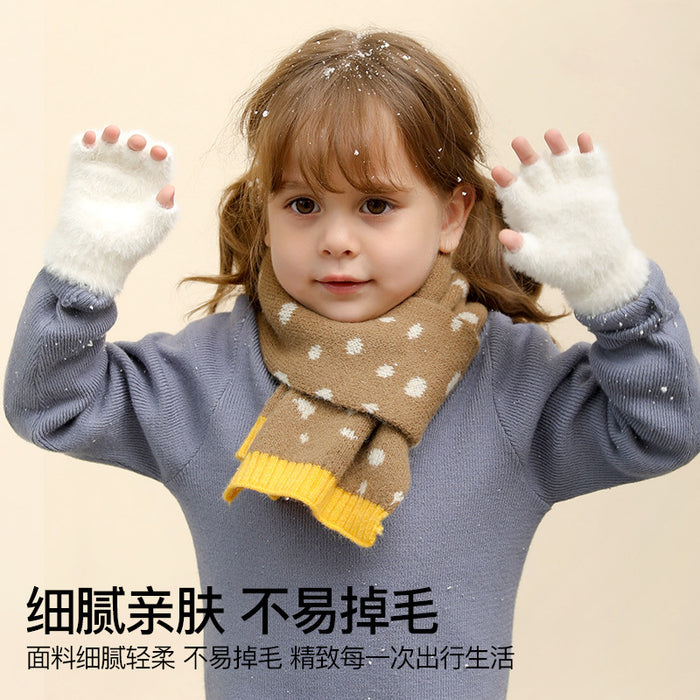 Wholesale Gloves Plush Thickening Warm Cute Rabbit Half Finger Flip Cover MOQ≥2 JDC-GS-GuD022