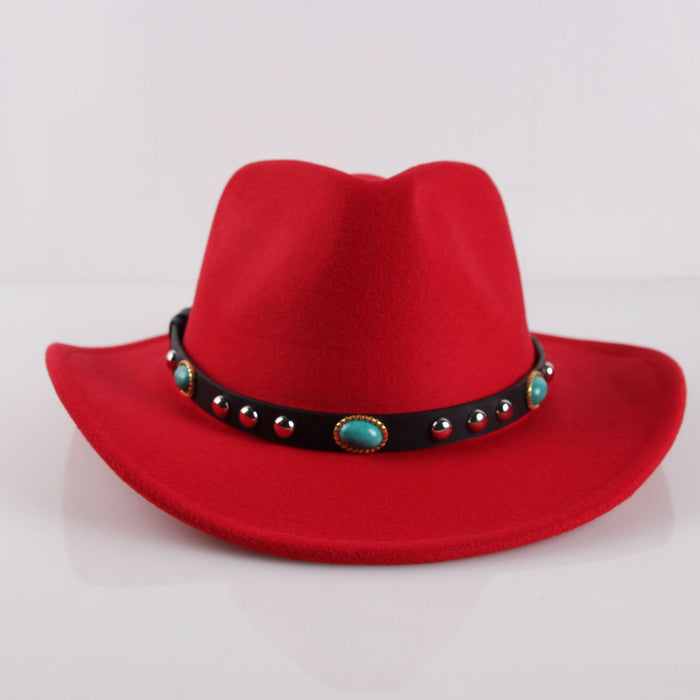 Wholesale Hat Woolen Ethnic Style Rivet Western Big Cowboy Hat JDC-FH-XRong008