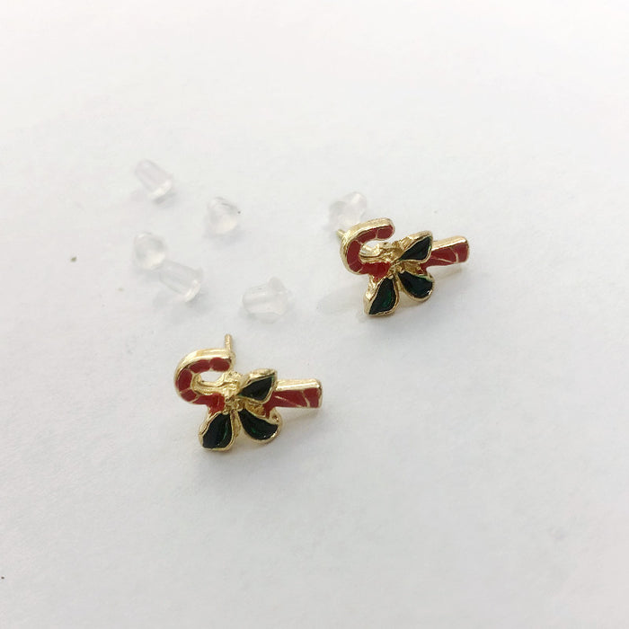 Wholesale Earring Alloy Christmas Set Combination Garland Cane Bow JDC-ES-LongX007
