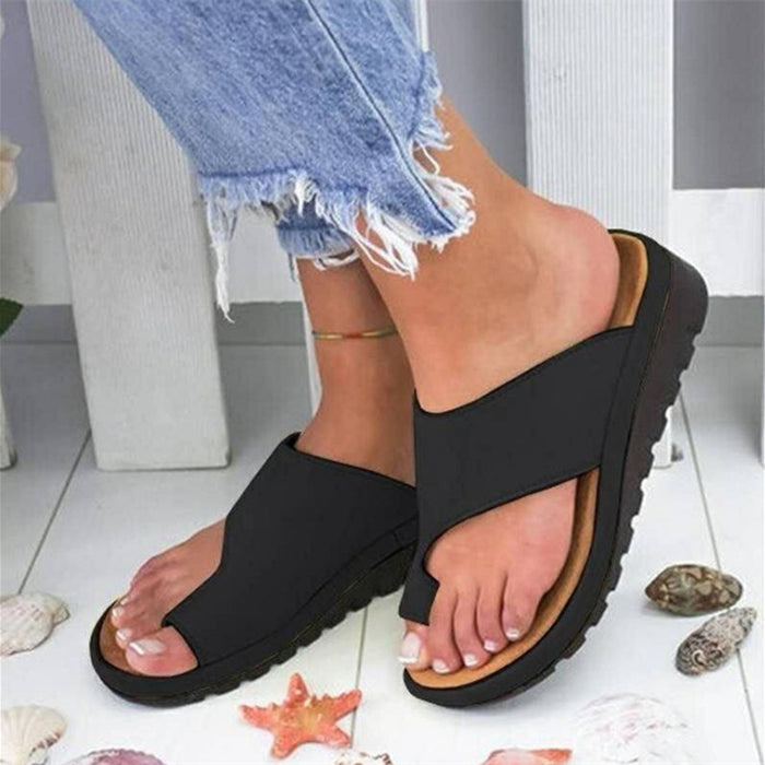 Wholesale Outerwear Leather Wedge Heel Toe Sandals JDC-SD-LBX001