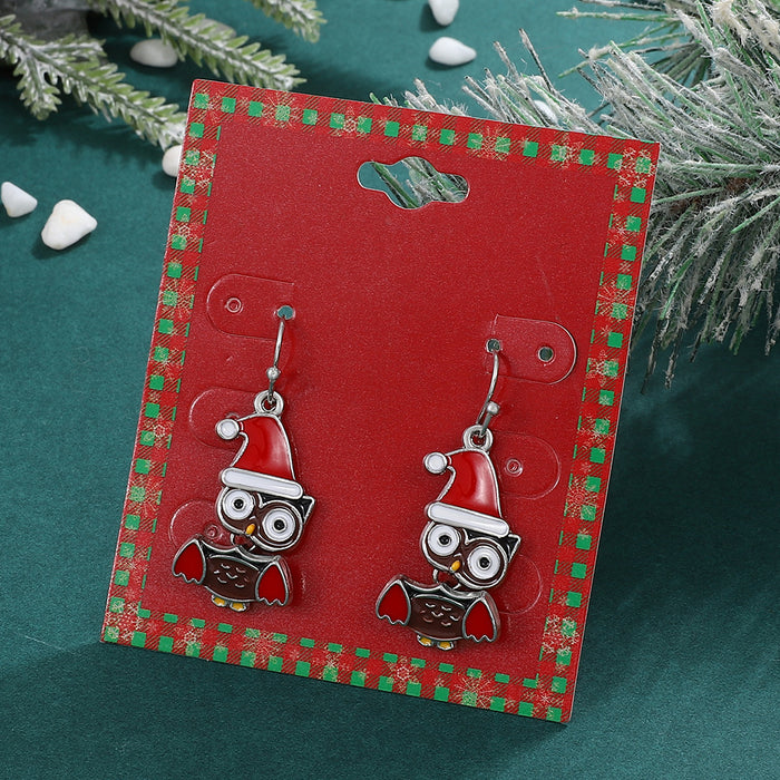 Wholesale Earring Alloy Christmas Color Boots Owl JDC-ES-D657