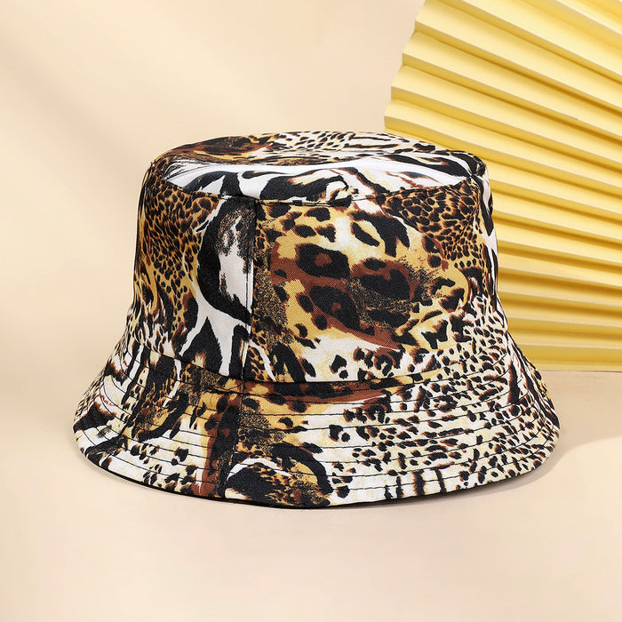 Wholesale Double Sided Stitching Fashion Leopard Print Bucket Hat Travel Summer JDC-FH-YueH005