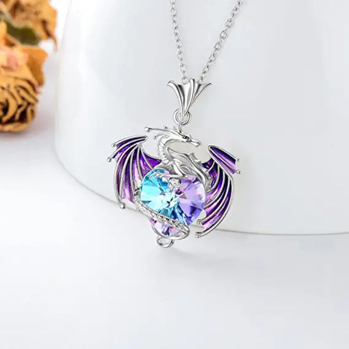 Wholesale Necklaces Alloy Colorful Heart Crystal Flying Dragon JDC-NE-LongR014