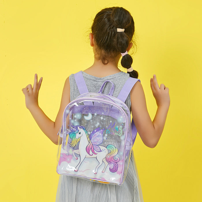 Wholesale Backpack PVC Unicorn Transparent Kids Cartoon MOQ≥2 JDC-BP-Suman003
