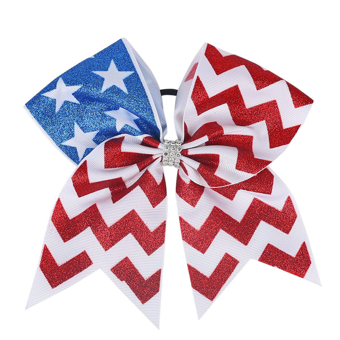 Wholesale 4th of July Independence Day Kids Dovetail Bow Rubber Band JDC-HS-QiuN001