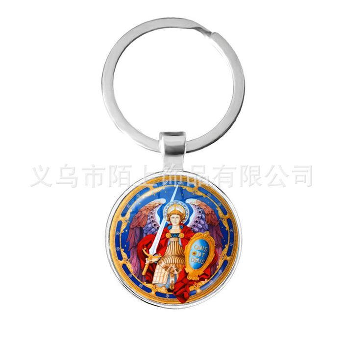 Wholesale St.Michael Russian Orthodox Time Gemstone Zinc Alloy Keychain JDC-KC-MoS001