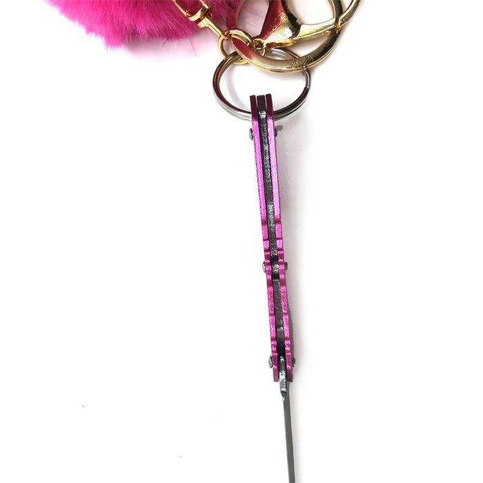 Jewelry WholesaleWholesale Metal Hair Ball Folding Mini Knife Keychain MOQ≥2 JDC-KC-XiangX007 Keychains 祥兴 %variant_option1% %variant_option2% %variant_option3%  Factory Price JoyasDeChina Joyas De China