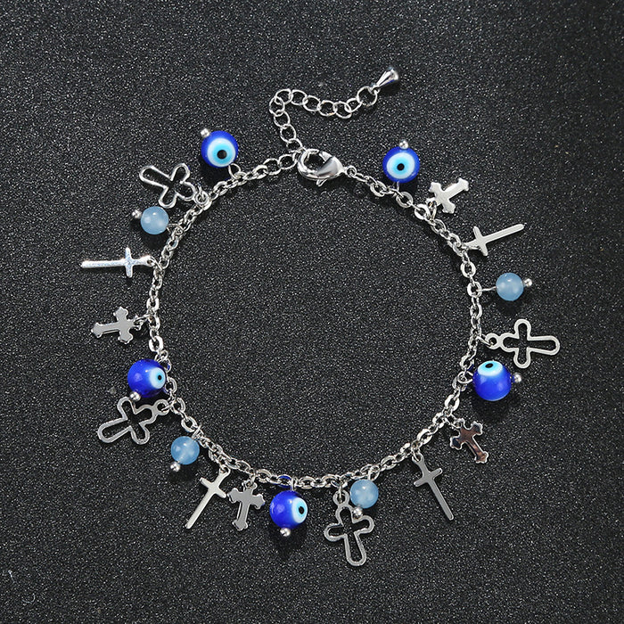 Wholesale Bracelet Copper Cross Blue Devil's Eye MOQ≥2 JDC-BT-ChenG012