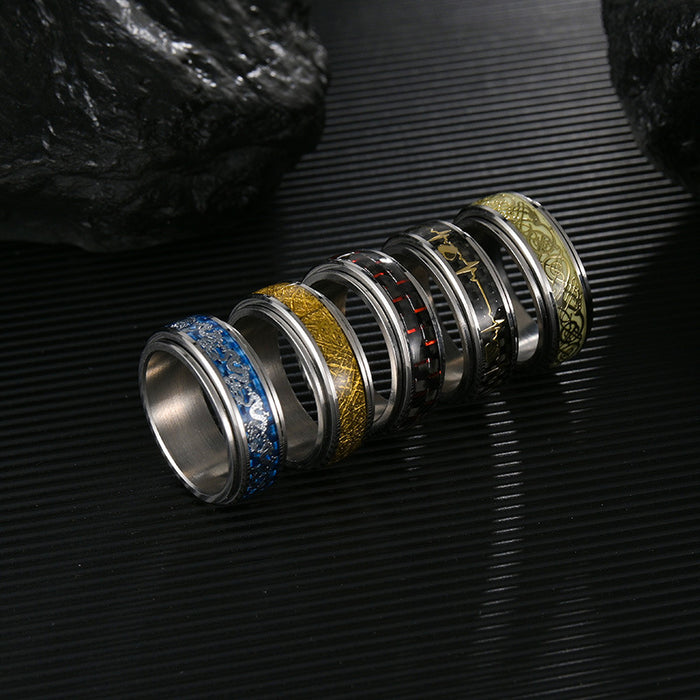 Wholesale Rings Titanium Steel Men's Turnable Decompression Luminous MOQ≥2 JDC-RS-ShouM014
