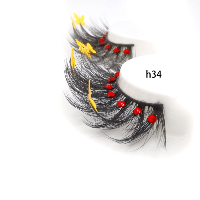 Wholesale Pair of Color 3D False Eyelashes Butterfly Sequins MOQ≥5 JDC-EY-XLin002