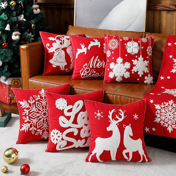 Wholesale Christmas Cartoon Elk Embroidered Cotton Pillowcase JDC-PW-Jucong002