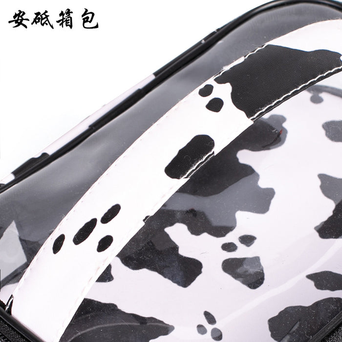Bolsa cosmética al por mayor PVC Patrón de vaca Transparente doble capa Gran capacidad JDC-CB-AD003 multifuncional