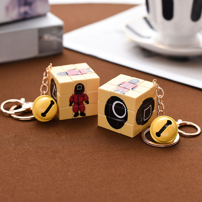 Wholesale Keychains For Backpacks Cute Rubik's Cube Keychain Pendant Cartoon Car Key Ornament MOQ≥2 JDC-KC-WChi001