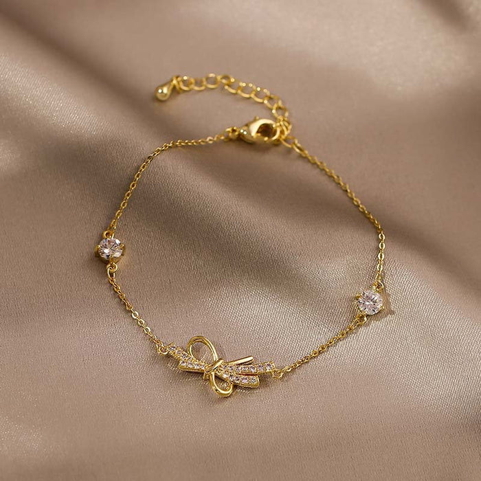 Jewelry WholesaleWholesale Zircon Bow Simple Bracelet JDC-BT-BY029 Bracelet 宝钰 %variant_option1% %variant_option2% %variant_option3%  Factory Price JoyasDeChina Joyas De China