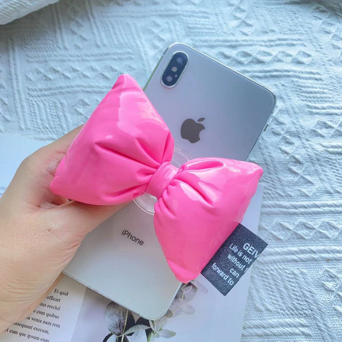 Wholesale 3D Leather Bow Knot Ring Phone Airbag Holder MOQ≥2 JDC-PS-WeiJiu028