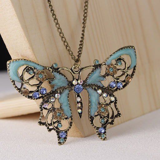 Jewelry WholesaleWholesale Vintage Hollow Drop Oil Butterfly Sweater Chain Necklace JDC-NE-Saip021 Necklaces 赛蒲 %variant_option1% %variant_option2% %variant_option3%  Factory Price JoyasDeChina Joyas De China