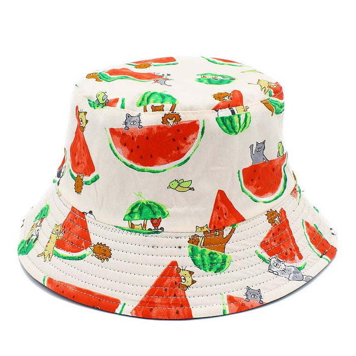 Wholesale Hat Cotton Watermelon Pattern Sunscreen Bucket Hat MOQ≥2 JDC-FH-RHeng007