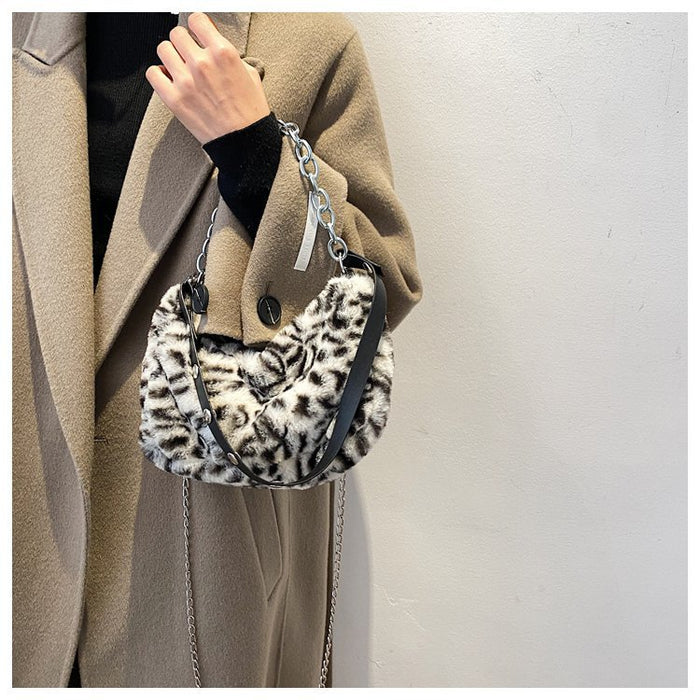 Wholesale Shoulder Bags Plush Cow Leopard Stripe Autumn Winter JDC-SD-BSJ001